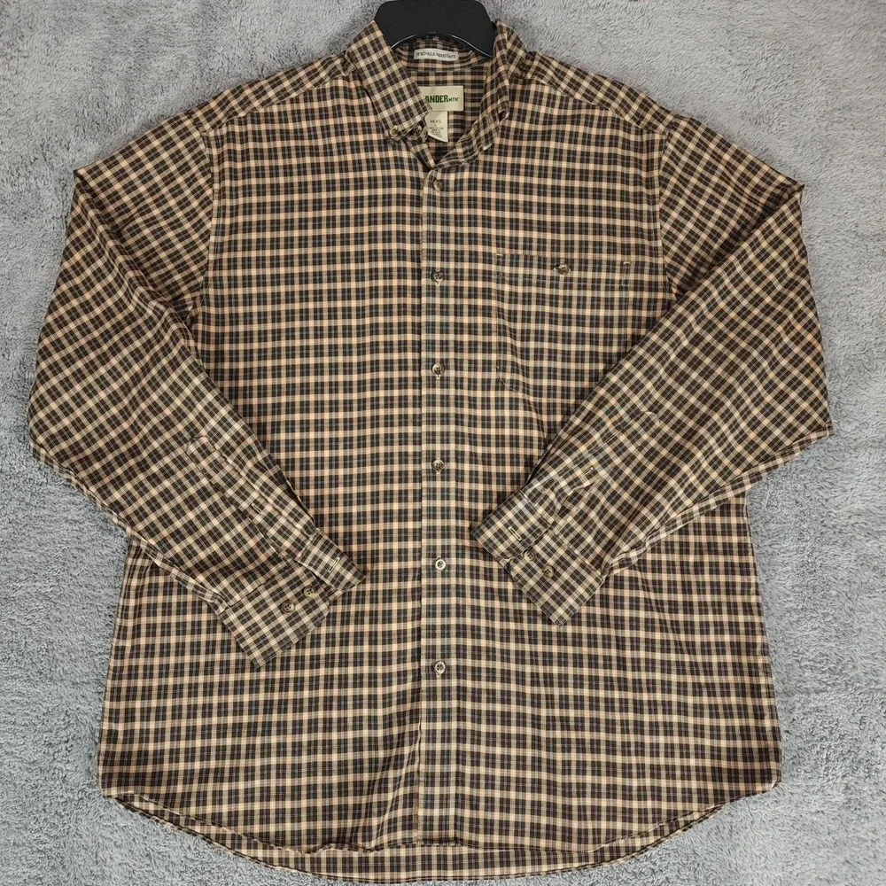 Gander Mountain Shirt Mens Large Plaid Button Chest Pocket Long Sleeve Outdoor